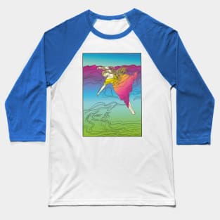 Drowning girl (pink on aqua) Baseball T-Shirt